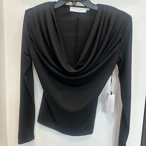 ASTR Black Long Sleeve Drape Blouse